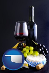oklahoma map icon and gourmet food and wine
