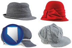 nevada map icon and fashionable caps and hats