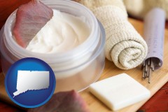 connecticut map icon and health and beauty products