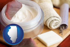 illinois map icon and health and beauty products