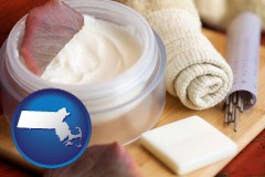 massachusetts map icon and health and beauty products
