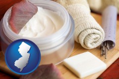 new-jersey map icon and health and beauty products