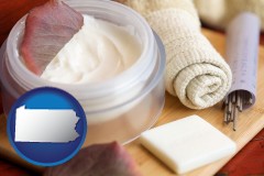 pennsylvania map icon and health and beauty products