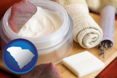 south-carolina map icon and health and beauty products