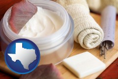 texas map icon and health and beauty products