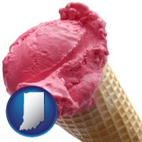 indiana map icon and an ice cream cone