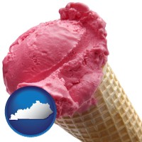 kentucky map icon and an ice cream cone