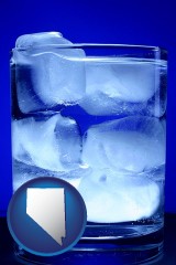nevada map icon and a glass of ice water