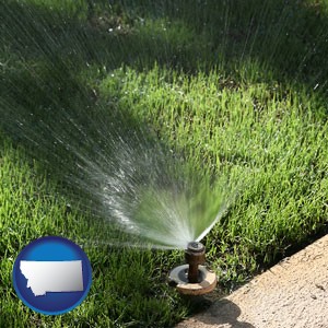 a directional lawn sprinkler - with Montana icon
