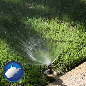 a directional lawn sprinkler - with West Virginia icon