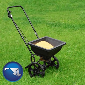 a lawn fertilizer spreader - with Maryland icon