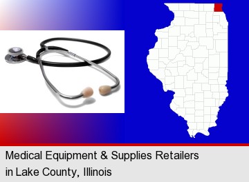 a stethoscope; LaSalle County highlighted in red on a map