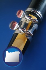 oregon map icon and a clarinet reed