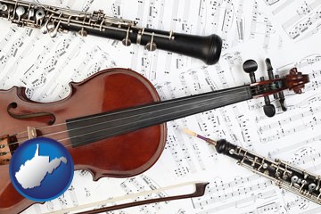 classical musical instruments - with West Virginia icon