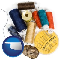oklahoma map icon and a sewing kit