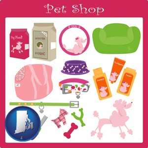 pet shop products - with Rhode Island icon