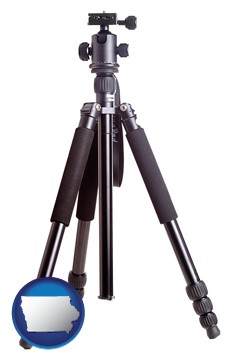 a camera tripod - with Iowa icon