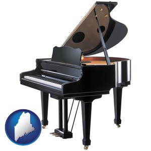 a grand piano - with Maine icon