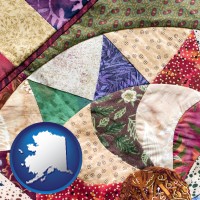 alaska map icon and a patchwork quilt