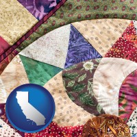 california map icon and a patchwork quilt