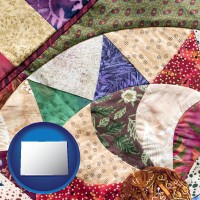 colorado map icon and a patchwork quilt