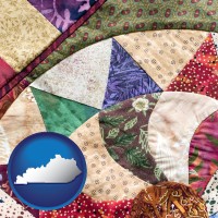kentucky map icon and a patchwork quilt