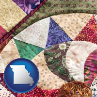 missouri map icon and a patchwork quilt