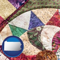 pennsylvania map icon and a patchwork quilt