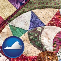virginia map icon and a patchwork quilt