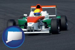 connecticut map icon and a race car