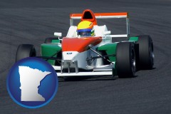 minnesota map icon and a race car