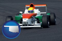 oklahoma map icon and a race car