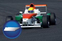 tennessee map icon and a race car