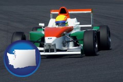 washington map icon and a race car