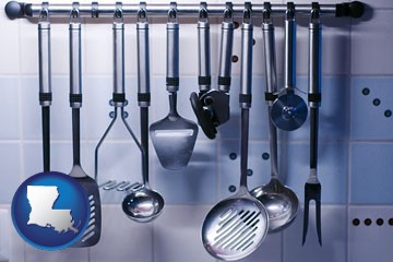 restaurant kitchen utensils - with Louisiana icon