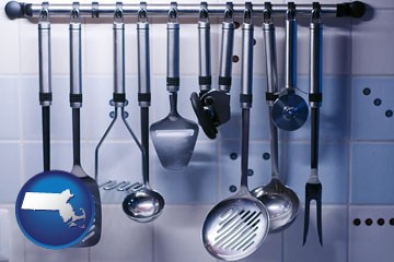 restaurant kitchen utensils - with Massachusetts icon