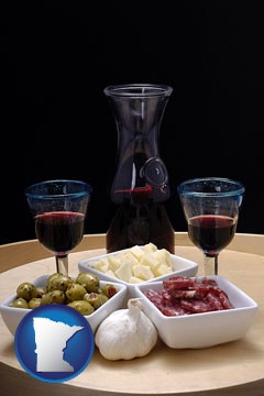 tapas and red wine - with Minnesota icon