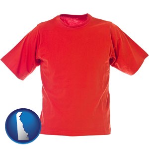 a red t-shirt - with Delaware icon