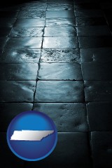 tennessee map icon and an old tile floor