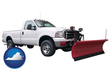 a pickup truck snowplow accessory - with Virginia icon