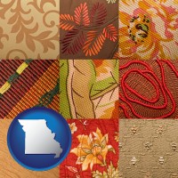 missouri map icon and upholstery fabric swatches