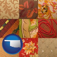 oklahoma map icon and upholstery fabric swatches