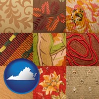 virginia map icon and upholstery fabric swatches