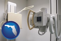 florida map icon and a hospital x-ray machine