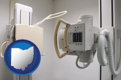 ohio map icon and a hospital x-ray machine